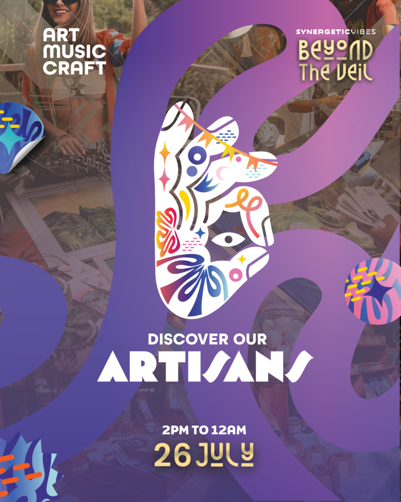 Couverture version violet de carrousel réseaux sociaux présentant les artisans présents à l'événement Electronic Market, dans la direction artistique de la marque